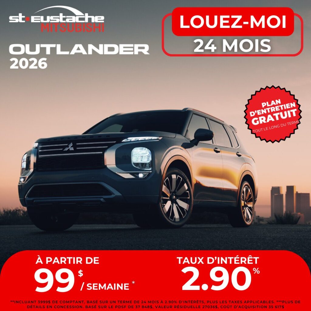 Mitsubishi Outlander 2026 en promotion chez St-Eustache Mitsubishi, SUV familial