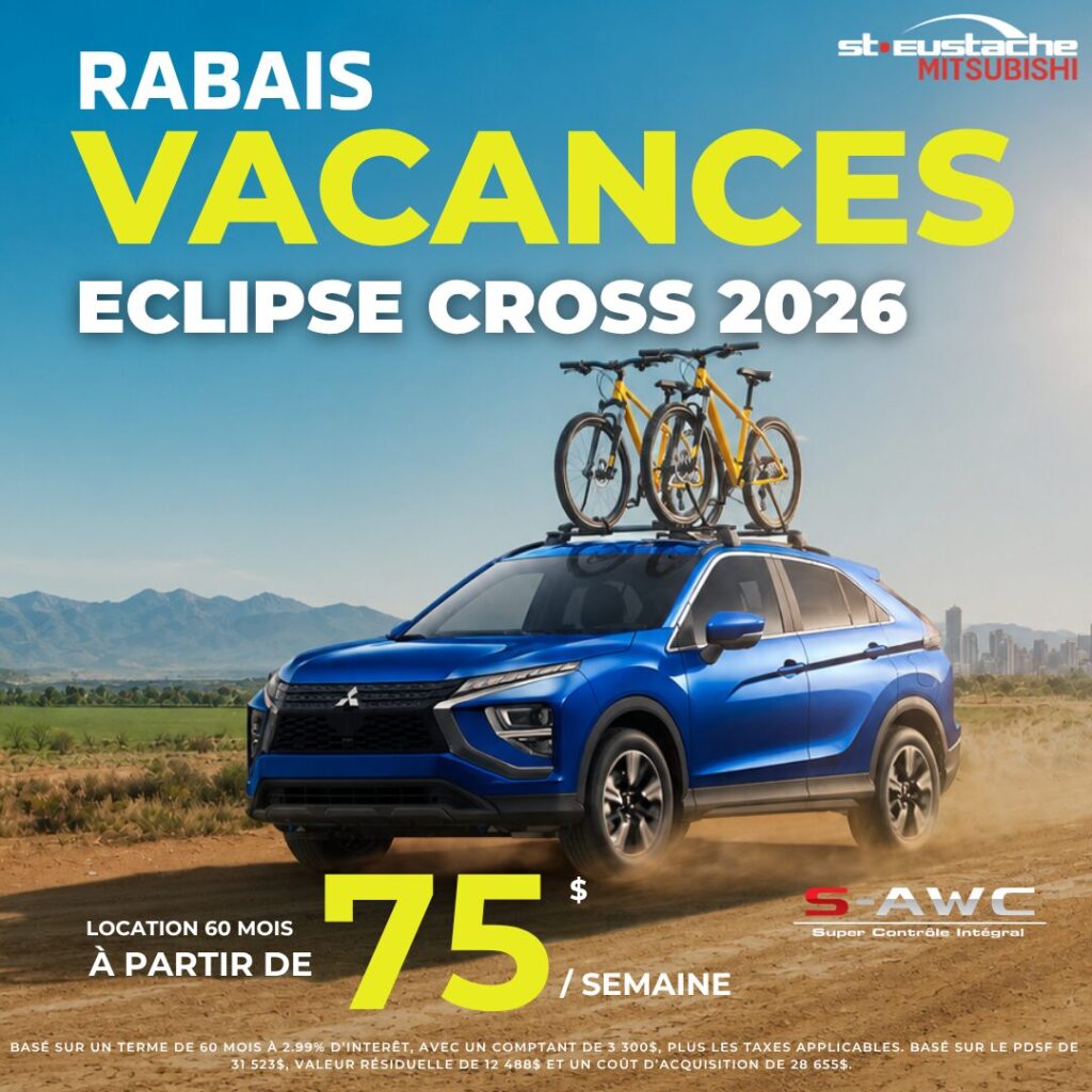 Mitsubishi Eclipse Cross 2026 en promotion chez St-Eustache Mitsubishi, SUV compact moderne et performant