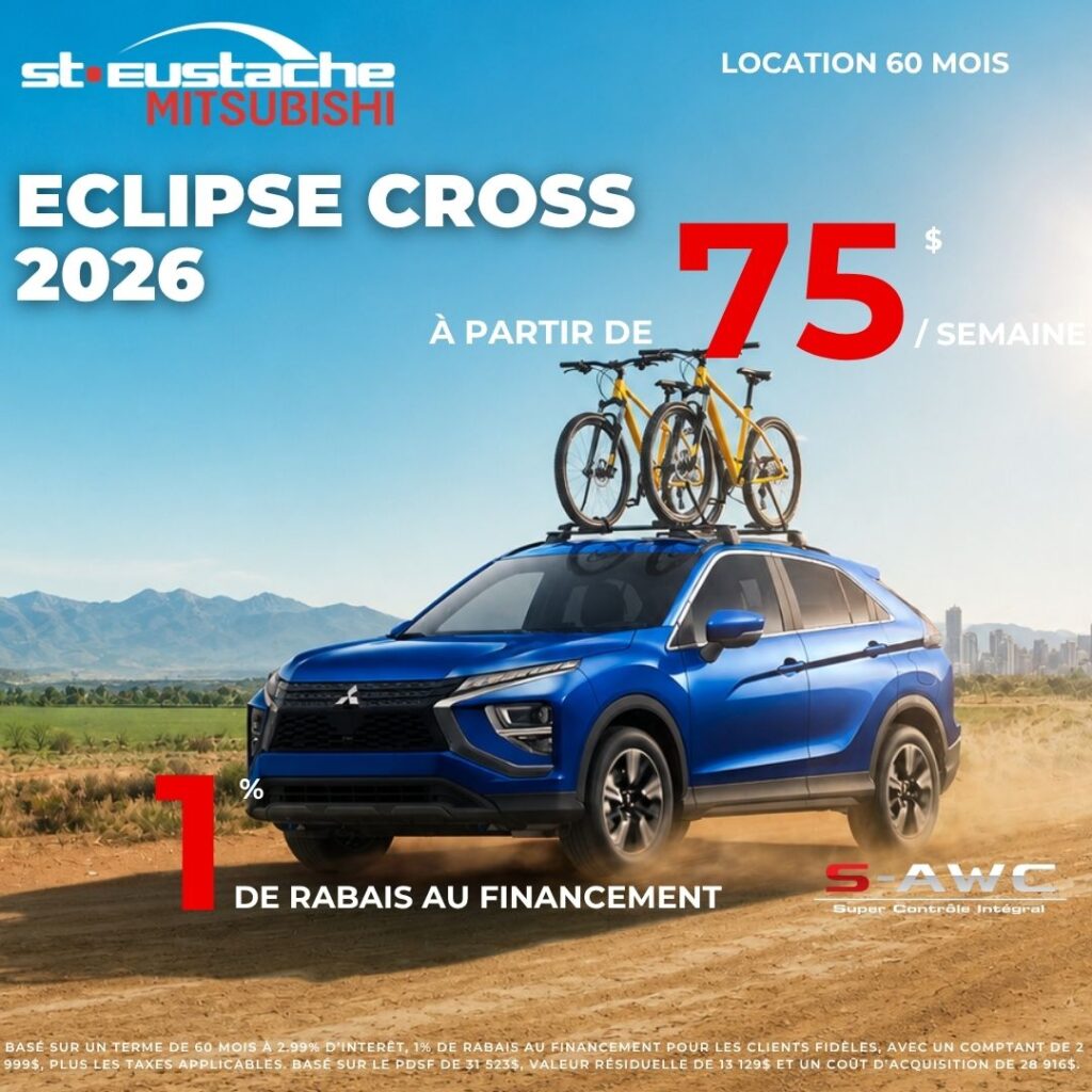 Mitsubishi Eclipse Cross 2026 en promotion chez St-Eustache Mitsubishi, SUV compact moderne et performant