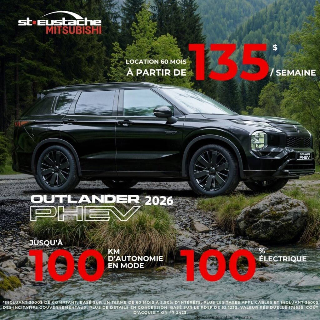 Mitsubishi Outlander PHEV 2026 en promotion chez St-Eustache Mitsubishi au Québec
