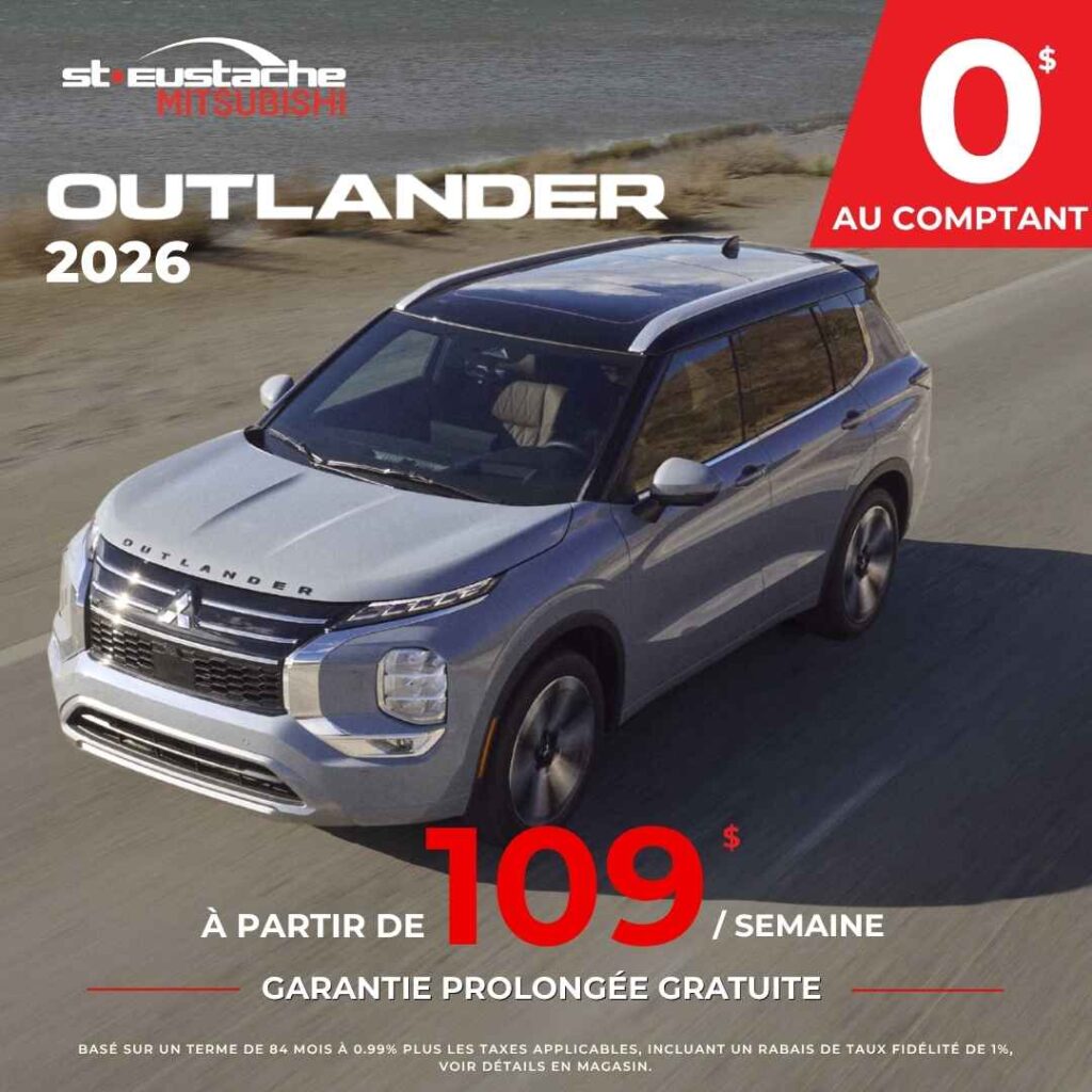 Mitsubishi Outlander 2026 en promotion chez St-Eustache Mitsubishi, SUV familial
