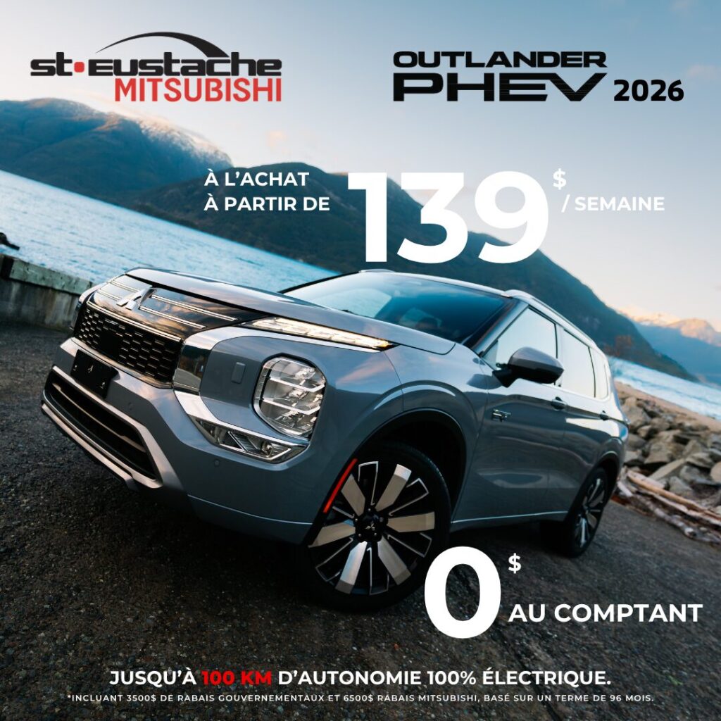 Mitsubishi Outlander PHEV 2026 en promotion chez St-Eustache Mitsubishi au Québec