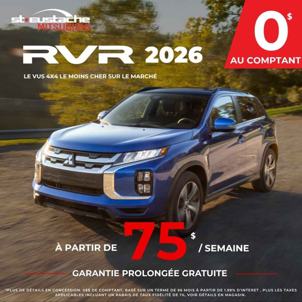 Mitsubishi RVR 2026 en promotion chez St-Eustache Mitsubishi, SUV compact moderne et polyvalent
